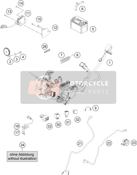 KTM RC 125, grey EU 2020 Faisceau de câblage pour un 2020 KTM RC 125, grey EU