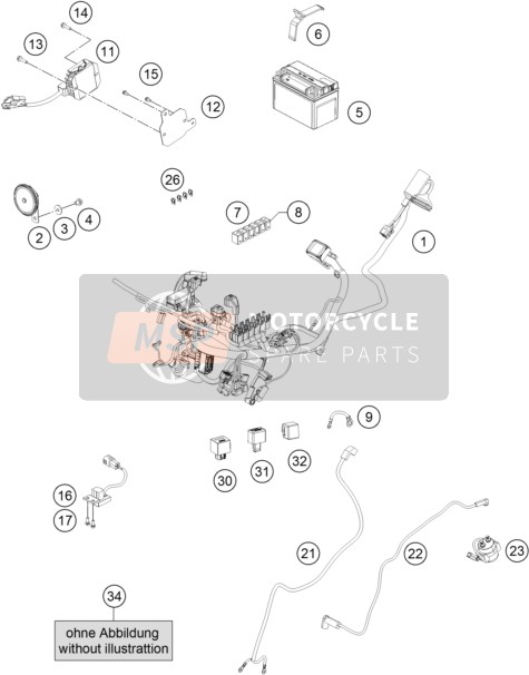 KTM RC 390, white CN 2020 Kabelboom voor een 2020 KTM RC 390, white CN