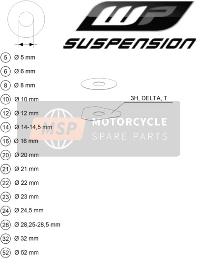 KTM 125 SX EU 2021 WP Shims For Setting for a 2021 KTM 125 SX EU