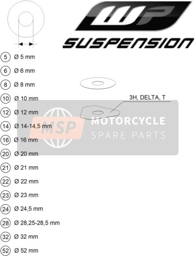 KTM 250 EXC-F EU 2021 WP Unterlegscheiben Wp Unterlegscheiben Zur Einstellung für ein 2021 KTM 250 EXC-F EU