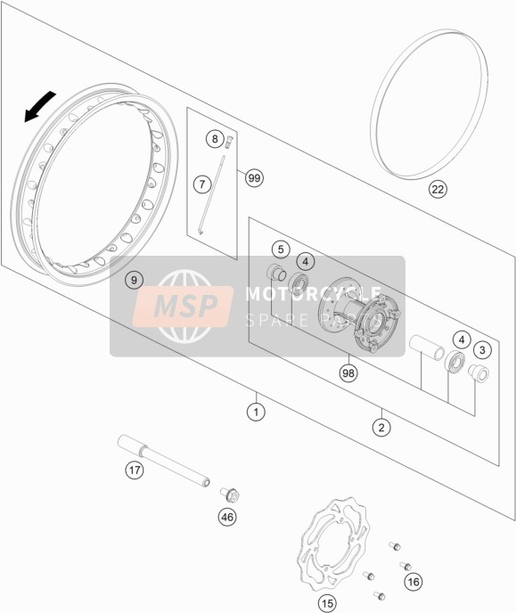 45209015000, Front Wheel Rep. Kit 50 Sx, Husqvarna, 0