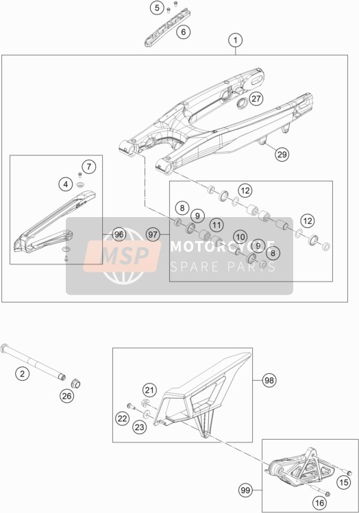 Husqvarna FE 350s, United States 2022 SWING ARM 2 for a 2022 Husqvarna FE 350s, United States