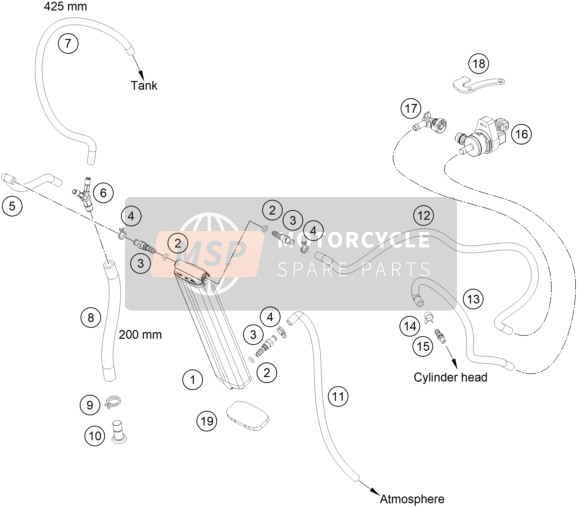 Husqvarna FE 450, Europe 2022 Cartouche évaporative pour un 2022 Husqvarna FE 450, Europe