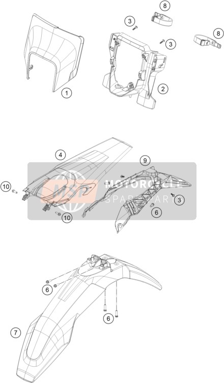 Husqvarna FE 250 CKD 2022 MASK, FENDERS for a 2022 Husqvarna FE 250 CKD