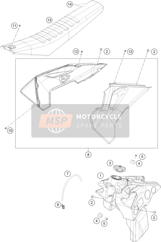 Husqvarna FX 450 BT 2022 Carro armato, posto a sedere per un 2022 Husqvarna FX 450 BT