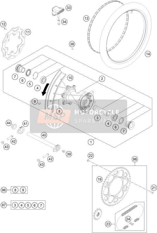 Husqvarna TX 300 2023 Rueda trasera para un 2023 Husqvarna TX 300