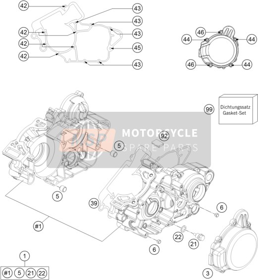 Husqvarna TE 125, Europe 2015 Boîtier moteur pour un 2015 Husqvarna TE 125, Europe