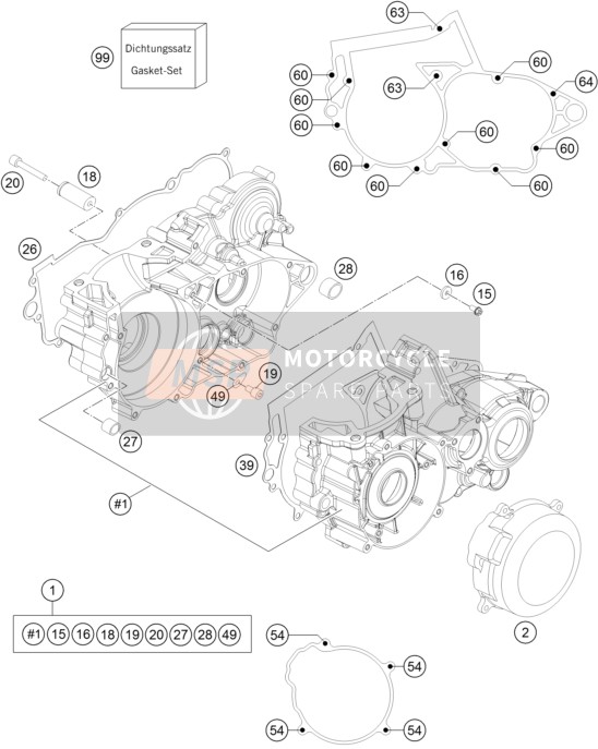 Husqvarna TC 250, Europe 2015 Engine Case for a 2015 Husqvarna TC 250, Europe