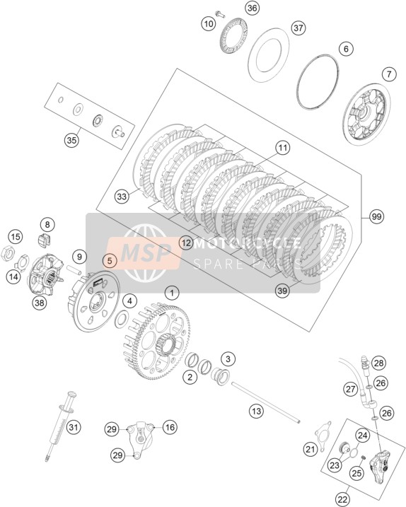 Husqvarna FE 450, Europe 2015 Embrayage pour un 2015 Husqvarna FE 450, Europe