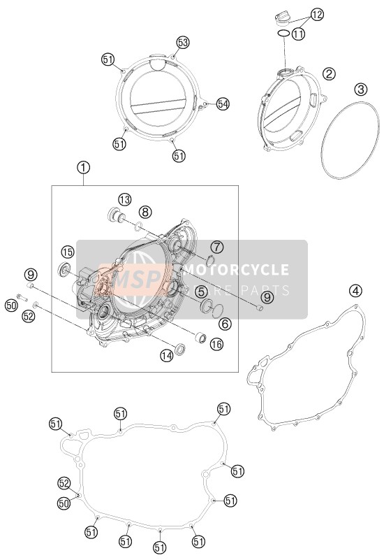 Husqvarna FE 450, Europe 2015 Coperchio frizione per un 2015 Husqvarna FE 450, Europe