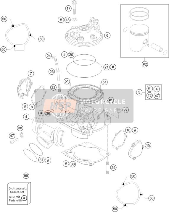 Husqvarna TE 250, Europe 2015 ZYLINDER, ZYLINDERKOPF für ein 2015 Husqvarna TE 250, Europe