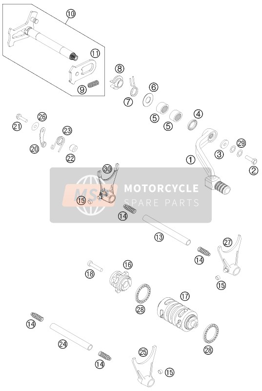 Husqvarna FC 450, Europe 2015 Mécanisme de changement de vitesse pour un 2015 Husqvarna FC 450, Europe