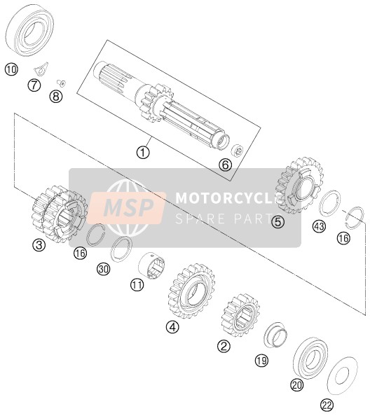 Husqvarna FE 250, Europe 2016 Transmission I - Main Shaft for a 2016 Husqvarna FE 250, Europe