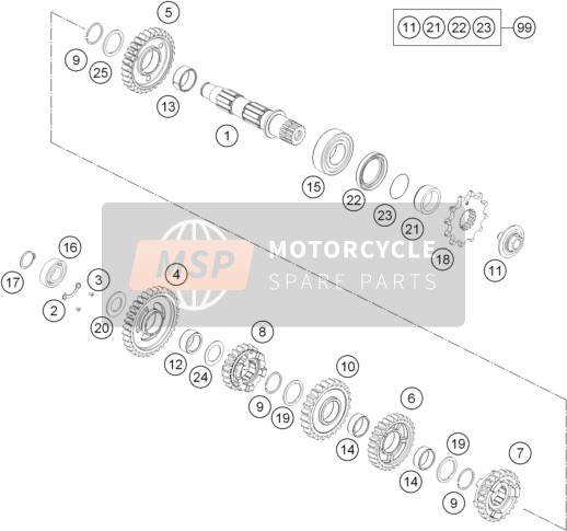 Husqvarna FE 250, Europe 2016 Transmission II - Counter Shaft for a 2016 Husqvarna FE 250, Europe