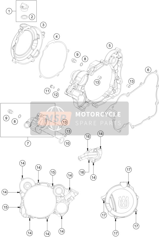 Husqvarna TE 125, United States 2016 Tapa del embrague para un 2016 Husqvarna TE 125, United States