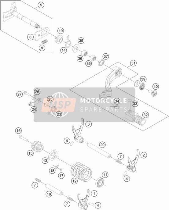 Husqvarna FE 350, Europe 2016 Schakelmechanisme voor een 2016 Husqvarna FE 350, Europe