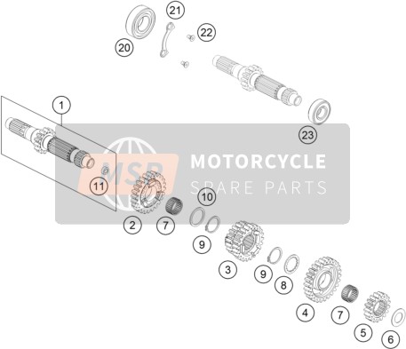 Husqvarna FE 450, Australia 2016 Trasmissione I - Albero principale per un 2016 Husqvarna FE 450, Australia