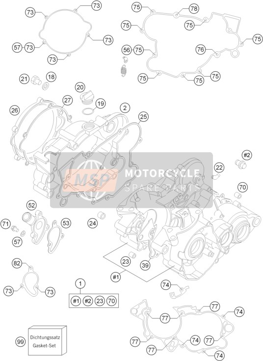 Husqvarna TC 85 19/16, Europe 2017 Caja del motor para un 2017 Husqvarna TC 85 19/16, Europe