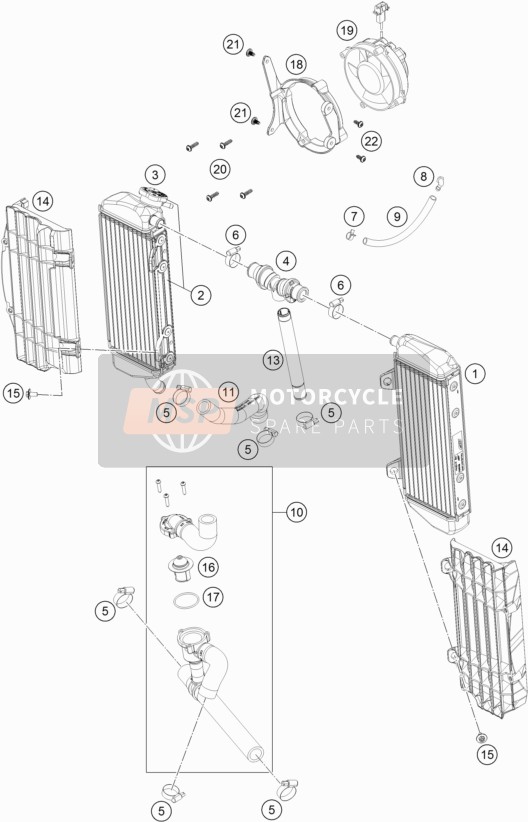 Husqvarna FE 250, Europe 2017 Sistema de refrigeración para un 2017 Husqvarna FE 250, Europe