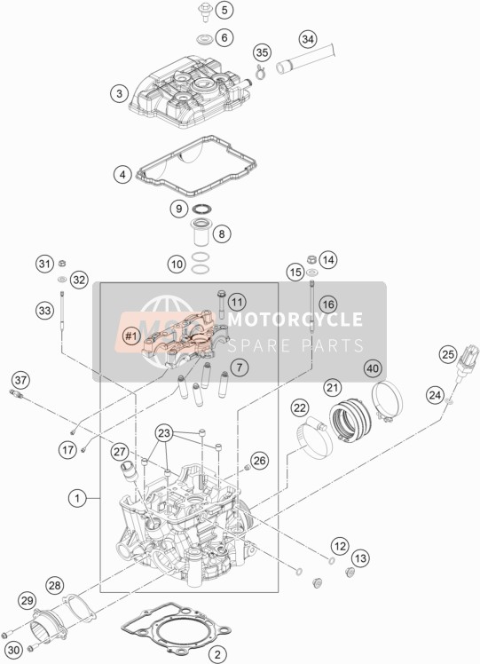 Husqvarna FE 250, United States 2017 Cilinderkop voor een 2017 Husqvarna FE 250, United States