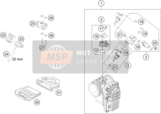 Husqvarna 701 Supermoto, United States 2017 Throttle Body for a 2017 Husqvarna 701 Supermoto, United States