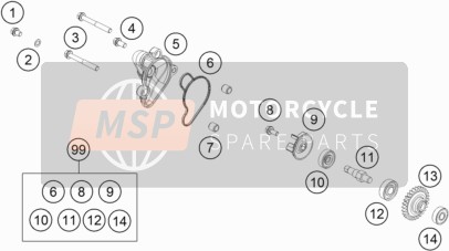 Husqvarna TC 65, Europe 2018 Water Pump for a 2018 Husqvarna TC 65, Europe