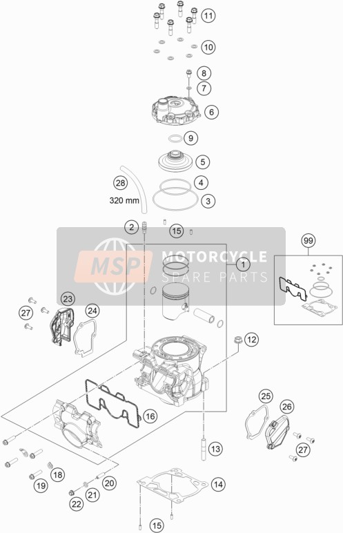 Husqvarna TC 125 2018 Cylinder, Cylinder Head for a 2018 Husqvarna TC 125