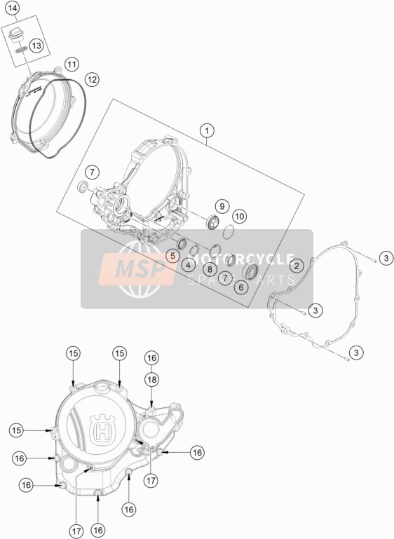 Husqvarna FC 250 2018 Tapa del embrague para un 2018 Husqvarna FC 250