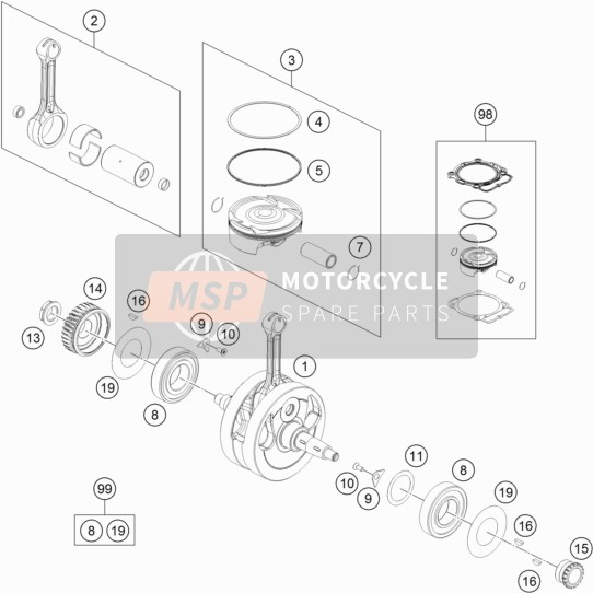 Husqvarna FE 501, Europe 2018 KURBELWELLE, KOLBEN für ein 2018 Husqvarna FE 501, Europe