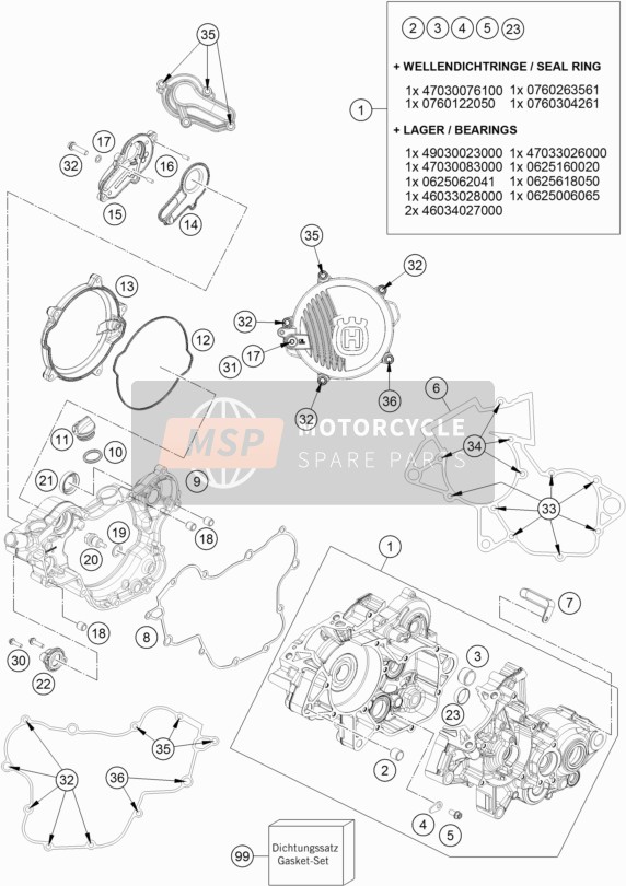 Husqvarna TC 85 19/16, Europe 2019 Caja del motor para un 2019 Husqvarna TC 85 19/16, Europe