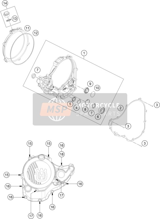 Husqvarna FC 250 2019 Couvercle d'embrayage pour un 2019 Husqvarna FC 250