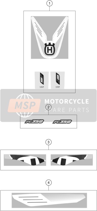 Husqvarna FC 350 HQV, Europe 2014 Decal for a 2014 Husqvarna FC 350 HQV, Europe