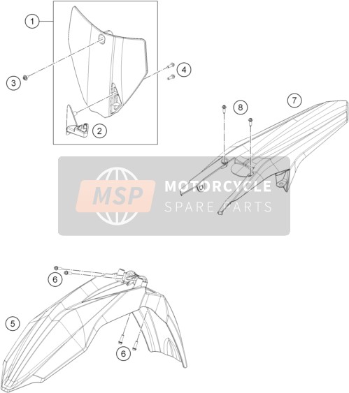 Husqvarna TC 125, Europe 2015 Maschera, Parafanghi per un 2015 Husqvarna TC 125, Europe