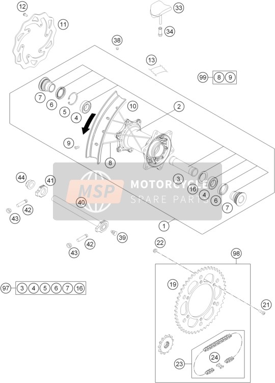 Husqvarna TC 125, Europe 2015 Rear Wheel for a 2015 Husqvarna TC 125, Europe