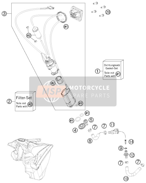 Husqvarna FE 250, Europe 2015 Bomba de combustible para un 2015 Husqvarna FE 250, Europe