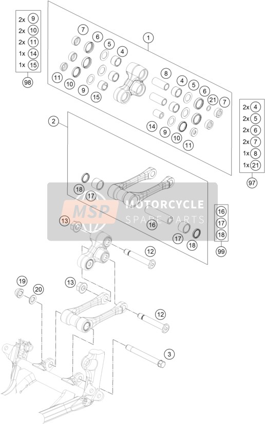 Husqvarna FE 250, Europe 2015 Pro Lever Linking for a 2015 Husqvarna FE 250, Europe