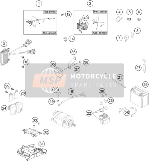 Husqvarna FE 250, Europe 2015 Arnés de cableado para un 2015 Husqvarna FE 250, Europe