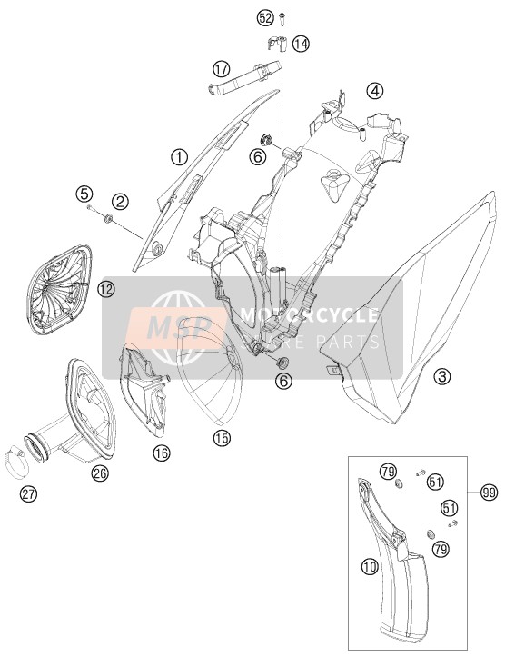 Husqvarna TE 125, Europe 2015 Luftfilter für ein 2015 Husqvarna TE 125, Europe