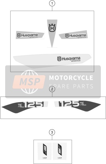 Husqvarna TE 125, Europe 2015 Decal for a 2015 Husqvarna TE 125, Europe