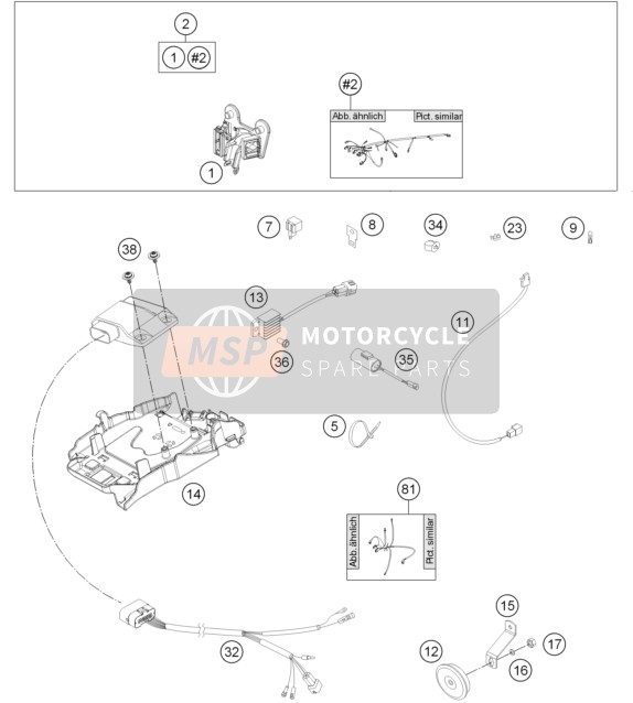 Husqvarna TE 125, Europe 2015 Cablaggio elettrico per un 2015 Husqvarna TE 125, Europe