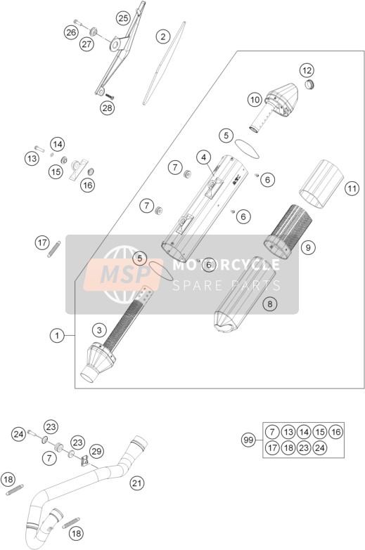 Husqvarna FE 250, United States 2015 Exhaust System for a 2015 Husqvarna FE 250, United States