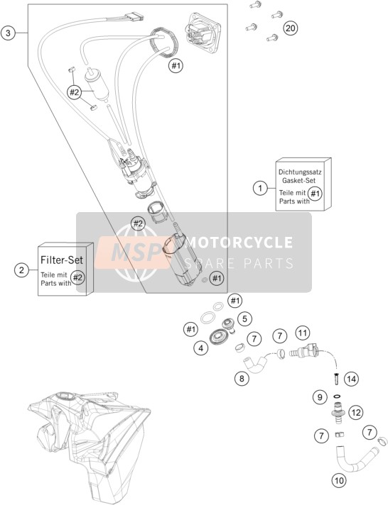 Husqvarna FE 250, United States 2015 Pompa di benzina per un 2015 Husqvarna FE 250, United States