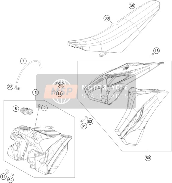 Husqvarna FC 350, Europe 2015 TANK, SITZ für ein 2015 Husqvarna FC 350, Europe