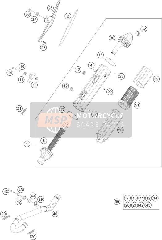 Husqvarna FE 350, United States 2015 Uitlaatsysteem voor een 2015 Husqvarna FE 350, United States