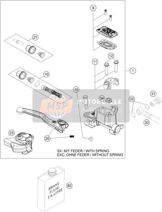 Husqvarna FE 350, United States 2015 Front Brake Control for a 2015 Husqvarna FE 350, United States