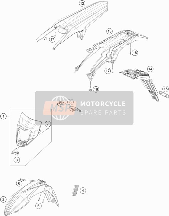 Husqvarna TE 250, Australia 2015 ABDECKUNG, KOTFLÜGEL für ein 2015 Husqvarna TE 250, Australia