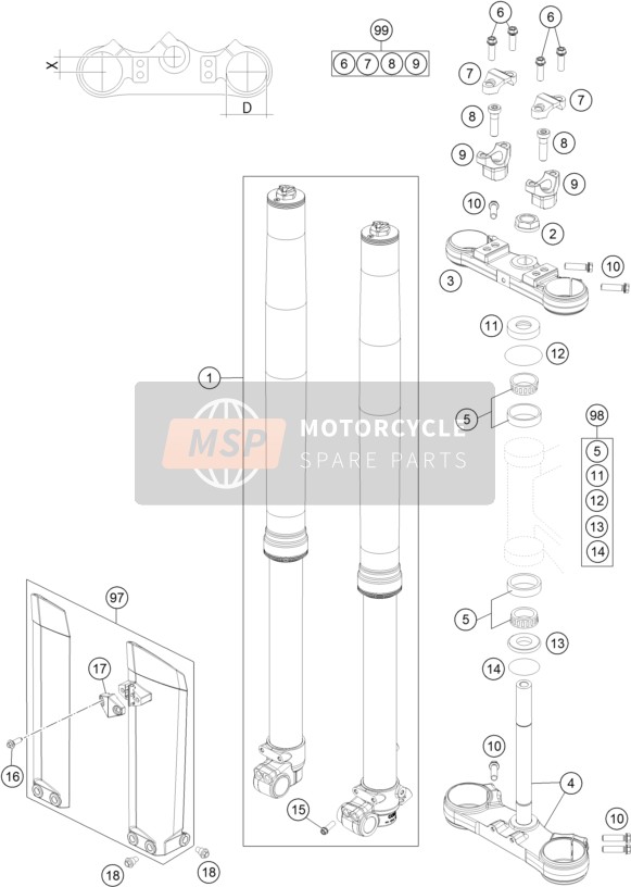 Husqvarna TC 85 19/16, Europe 2016 VORDERRADGABEL, GABELBRÜCKE für ein 2016 Husqvarna TC 85 19/16, Europe