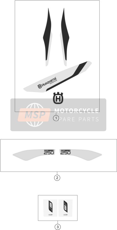 Husqvarna FE 250, Europe 2016 Decal for a 2016 Husqvarna FE 250, Europe