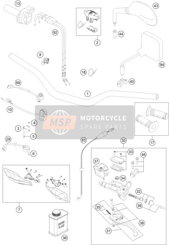 Husqvarna FE 250, Europe 2016 Stuur, Besturing voor een 2016 Husqvarna FE 250, Europe