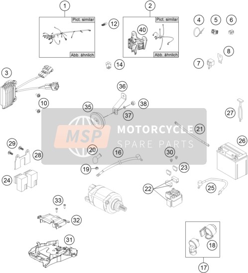 Husqvarna FE 250, Europe 2016 Arnés de cableado para un 2016 Husqvarna FE 250, Europe